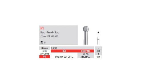 EDENTA TC burs-  ROUND carbide burs H1.314.014 / 5-pack