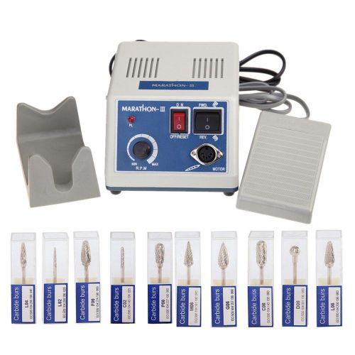 Dental Marathon Lab Micromotor Polisher Fit 35K RPM Handpiece + drill burs N3 CA