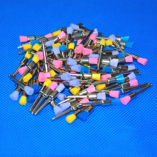 100PCS Dental Color Polishing Polisher Prophy Brushes Nylon Latch Flat