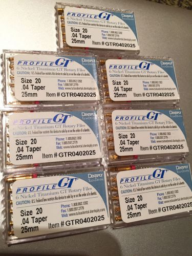 Lot of 7 Profile GT Nickel Titanium Rotary Files Dentsply Tulsa size 20.04 25mm