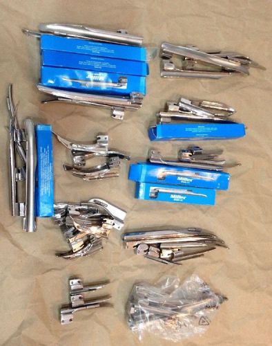 RUSCH / Miller Laryngoscope Set Infant Child Adult w/ 8 Dif. Blades Welch Allyn