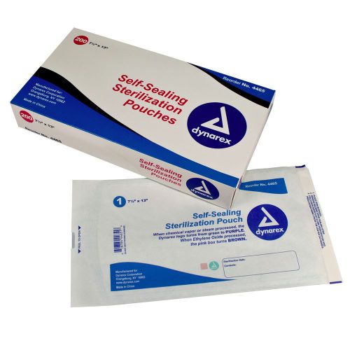 Dynarex self seal sterilization pouch    7 1/2 &#034; x 13&#034; - 5/200/cs  4465 for sale