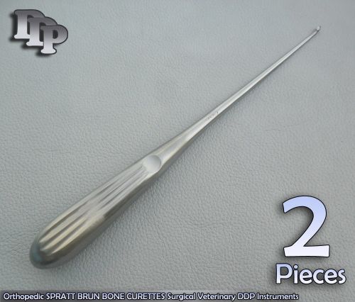 2 Pcs Orthopedic SPRATT BRUN BONE CURETTES 000/ 9&#034; Surgical DDP Instruments