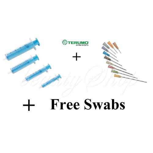 Terumo 2-part Syringes 2ml 5ml 10ml + Needles 18G to 30G + Alcohol Swabs x 3