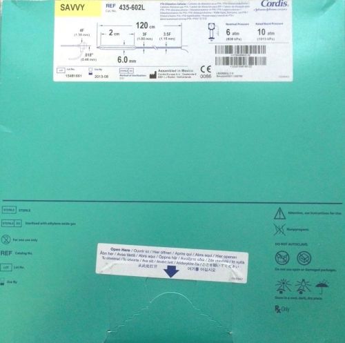 Cordis SAVVY PTA Dilatation Cath, 4F  120cm x 6.0mm  REF: 435-602L