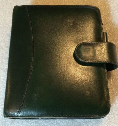 Vintage full grain aniline leather franklin quest compact planner green 1&#034; rings for sale