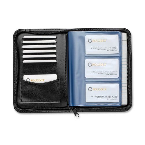 Rolodex Business Card Book with Zipper, 120-Card, Black (66490) New