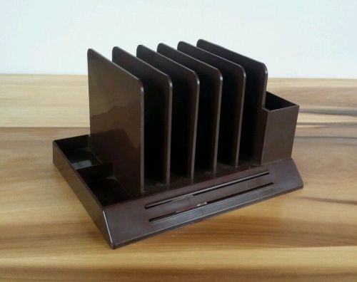 Vtg Max Klein Mid Century desk organizer plastic holder Pen Letter Sorter Office