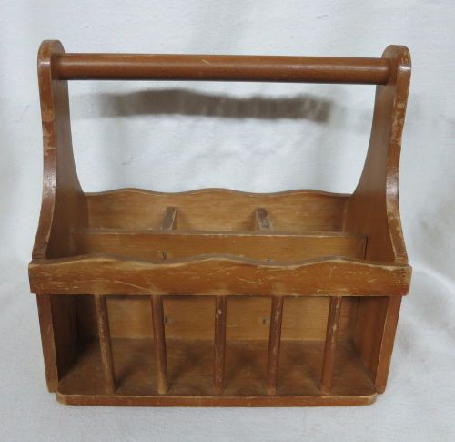 WOOD DESK TOP ORGANIZER VINTAGE 8&#034; X 4 1/2&#034; X 7 1/2&#034; H