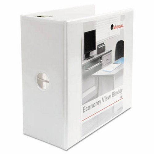 Universal Economy D-Ring Vinyl View Binder, 5&#034; Capacity, White (UNV20997)