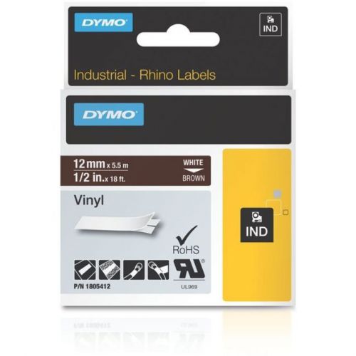 DYMO 1805412 1/2IN BROWN VINYL LABELS FOR