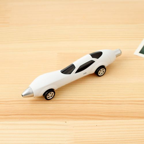 creative spring pen white ballpen  movement car model blue ink  2 pcs