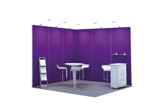 Octanorm octawall 3 x 3 m mobiler eck messestand - stoffbespannte alurahmen for sale