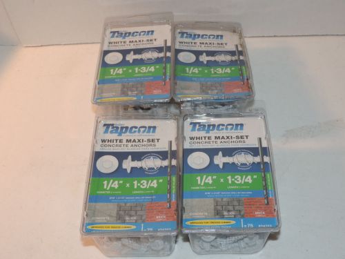 TAPCON White Concrete Anchors 1/4&#034;  X 1 3/4 &#034; WHITE MAXI SET, 4 PACKAGES 300TAPS