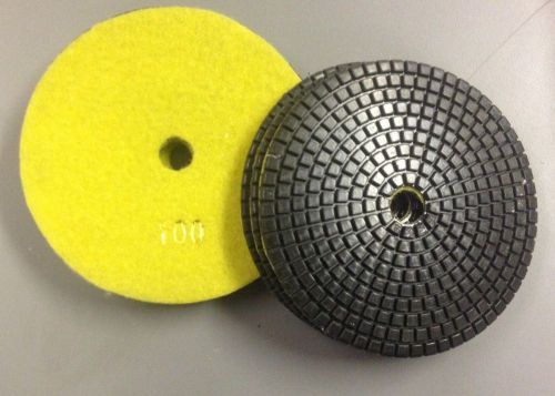 Six Pack of 5&#034; Diamond Polishing Pads Grit100 Granite Concrete Wet Grinder Floor