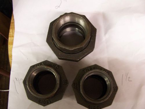 3 sets 6pcs Black Pipe Fitting Union,2&#034;- 1 -1/2&#034;x1 -1/2&#034; bidding on the lot