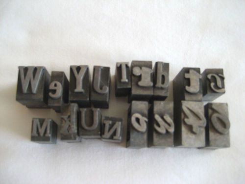 Lot of 17 Metal Letterpress Block Stamps