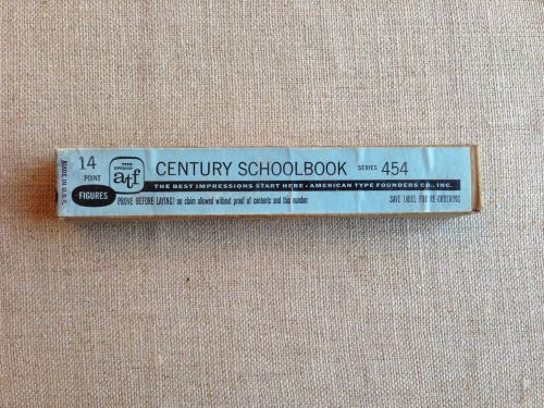 Vintage Letterpress Type from ATF, Century Schoolbook, 14pt Figures, UNUSED