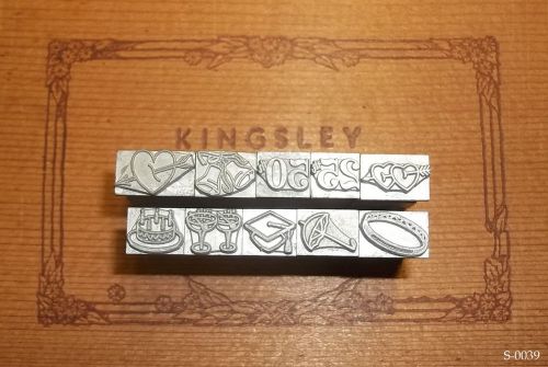 Kingsley Machine - 10 Assorted Emblems - Hot Foil Stamping - on 18pt.