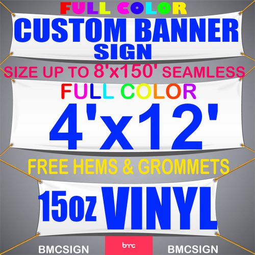 4&#039;x12&#039; 15OZ VINYL / FULL COLOR/  FULLY CUSTOM / FREE HEMS &amp; GROMMETS