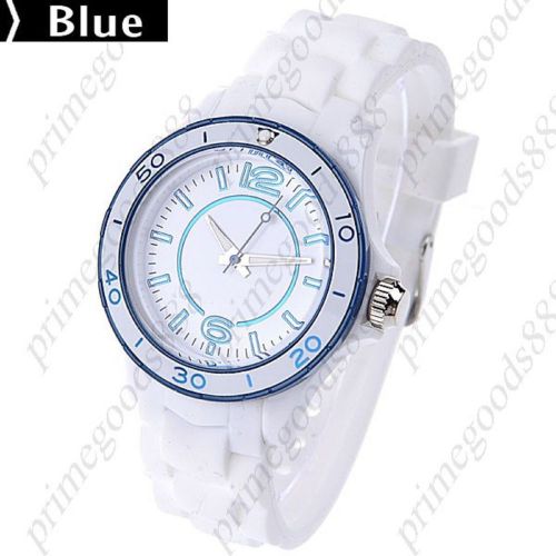 Stylish unisex quartz wrist watch with silicone band in blue free shipping for sale