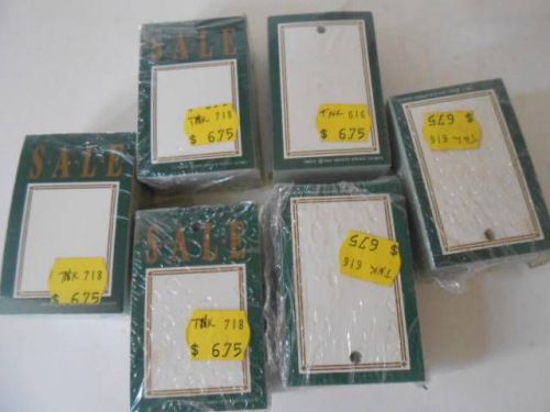 6 PKGS OF HUNTER GREEN PRICE TAGS NON STRING 2-3/4&#034; X 1-3/4&#034; SALE &amp; BLANK