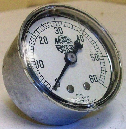 Marsh General Service Gauge Chrome Case 0-60 PSI 2&#034; 1/4&#034; NPT Back J2046