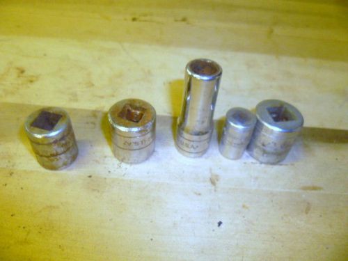 (5) S &amp; K SOCKETS VARIOUS SIZES 1/4 &amp; 3/8 DRIVE ROUGH SHAPE ITEM B10