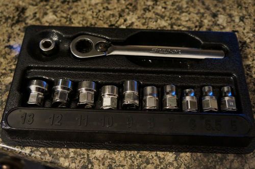 Snap-on rat72 ratchet/socket set low profile, 6-point (12 pcs.) (5 to 13mm) for sale