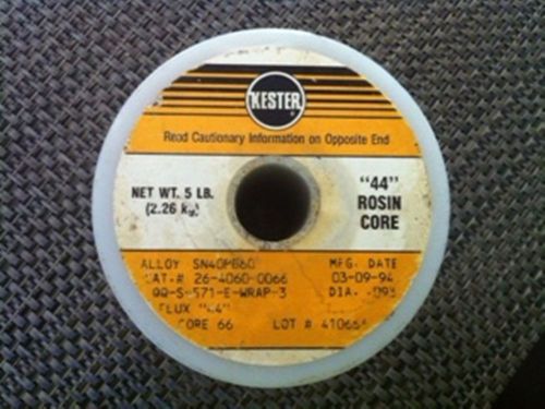 KESTER 5lb roll 26-4060-0066 WIRE SOLDER .093&#034;  SN40 PB60  Flux#44 Core#66