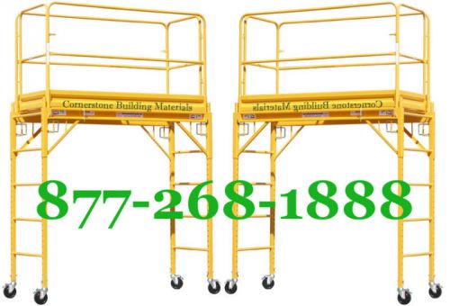 2 mfs scaffold rolling towers 29&#034; w x 6&#039; h with guard rails &amp; double u locks cbm for sale