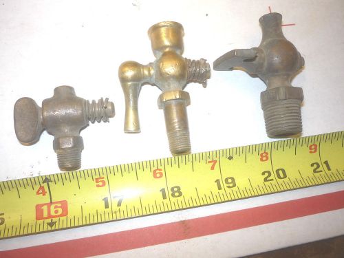 3 OLD ANTIQUE GAS ENGINE PARTS PRIMER CUP &amp; 2 DRAIN VALVES