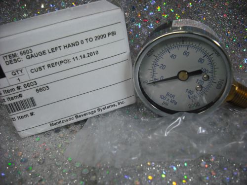 Gauge, Left Hand Thread, 0 to 2000 PSI, 0 to 140 BAR