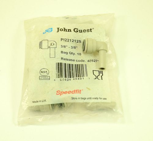 John Guest  Elbow connector  3/8&#034; Push Fit  x  3/8&#034; Stem 10 pcs NEW