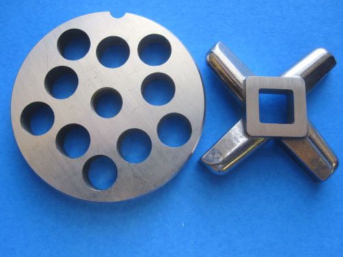 COMBO SET   #12 x 1/2&#034; S/S Meat Grinder Chopper Hobart LEM Plate AND new KNIFE