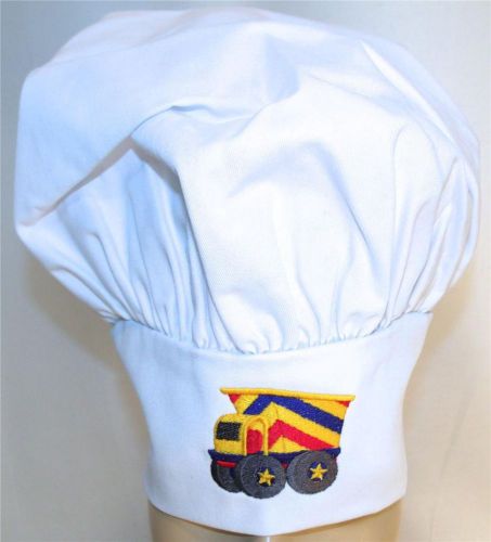 Colorful Dump Truck White Chef Hat Adult Size Construction Vehicle Monogram