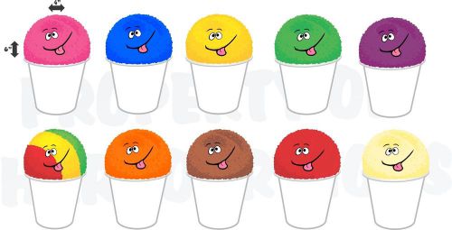 10 flavors (6&#034;x4&#034; each) Shaved Ice Italian Hawaiian  Sno-Balls Concession Decals