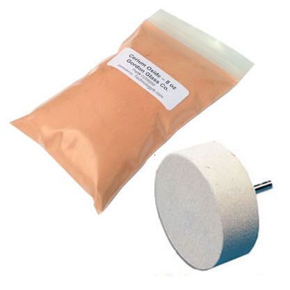 Cerium Oxide High Grade Polishing Powder - 8 Oz and Felt Polishing Wheel Kit