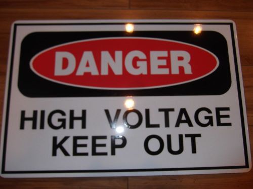 FOUR (4) DANGER HIGH VOLTAGE  ALUMINUM SIGNS 11.5 x 17