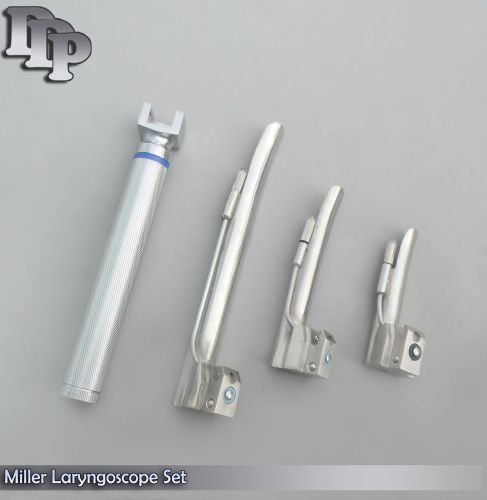 LARYNGOSCOPE SMALL HANDLE AA + 3 MILLER BLADE #0 + 1 + 2 ENT ANESTHESIA SET