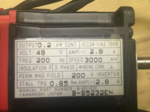 GE FANUC AC SERVOR MOTOR, MODEL 80.5/300: MOTOR SPEC:  A06B-0113-B075#7008