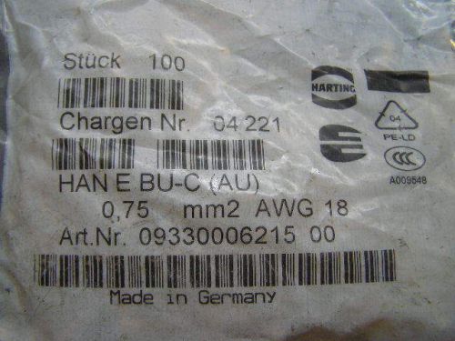 HARTING HAN E BU-C (AU) 0,75 mm2 AWG 18 FEMALE CRIMP CONTACT 09330006215