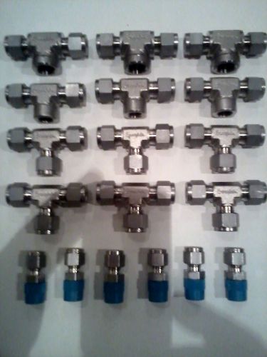 Brand new! 18 pc. lot of swagelok stainless steel fittings (lot #5) for sale