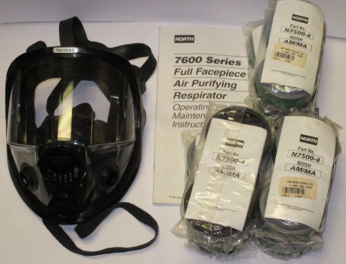 NORTH 76008A FULL FACE RESPIRATOR with (12) N7500-4 FILTERS and MANUAL
