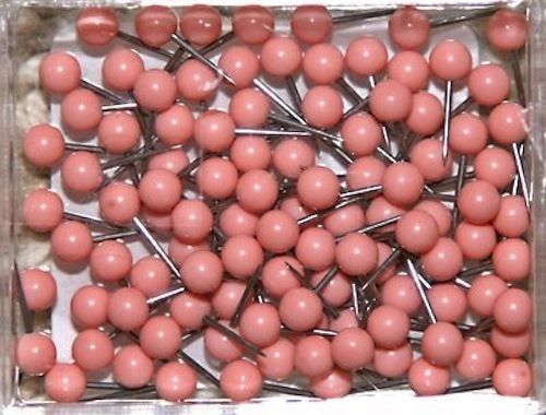 MOORE 108 MEDIUM ROUND 1/8&#034; HEAD MAP TACKS PINS PINK &amp; PURPLE STAINLESS 100 PK