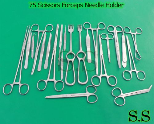 75 scissors forceps needle holder towel clamp surgical veterinary instruments for sale