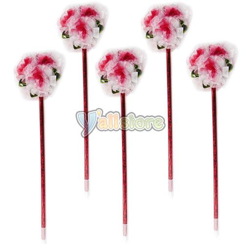 5pcs 10&#034; beautiful red cloth flower design ballpoint pen ball point pen writing for sale