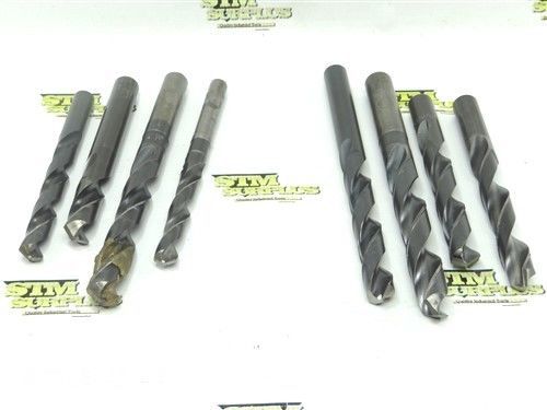 LOT OF 8 HSS CHUCK SHANK TWIST DRILLS 37/64&#034; TO 27/32&#034; PTD CHICAGO USA