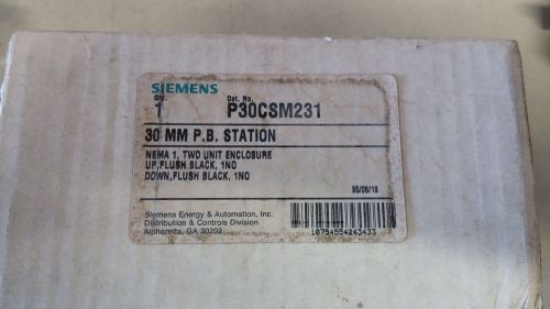 SIEMENS P30CSM231 3SB0302 NIB 30MM P.B. STATION NEMA 1 UP/DOWN 1N.O EA #B2