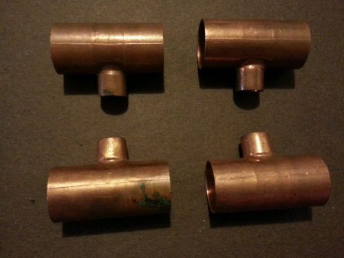 1&#034; x 1/2&#034; x 1&#034; Wrot Copper Tees Lot of 4